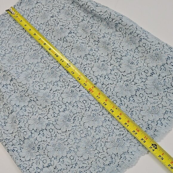 ZARA Basic Women's Light Blue Embroidered Lace Pencil Skirt Back Slit Size M - Picture 15 of 15
